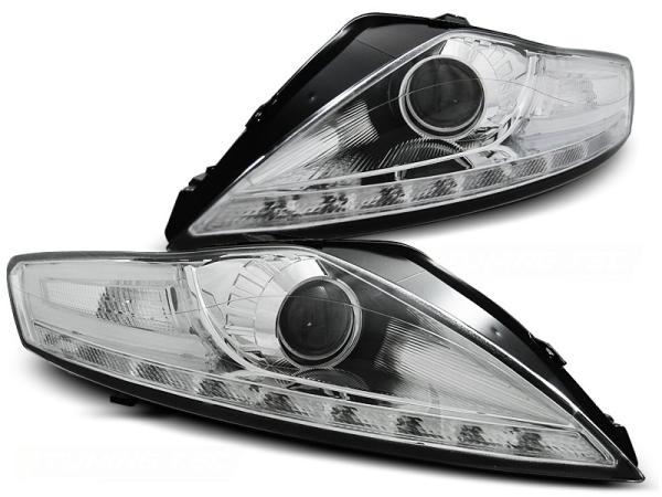 Scheinwerfer LED Tagfahrlicht Optik für Ford Mondeo MK4 Bj. 07-10 Chrom